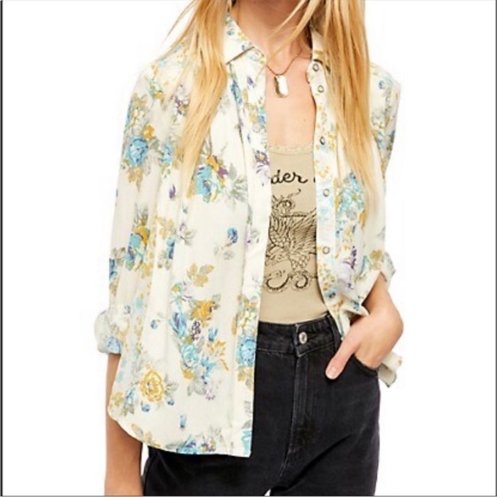 Free People Hold On To Me Printed Top in Ivory